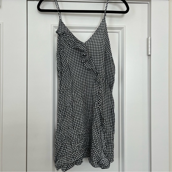 Gingham Mini Dress with Ruffle - Picture 1 of 4